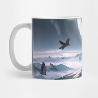 Tranquil Landscape: Aurora and Icy Mountain Summits Mug